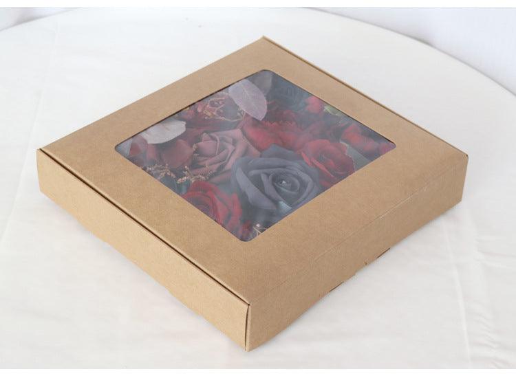 Simulated red and blue mixed rose silk fabric aircraft box DIY interior decoration