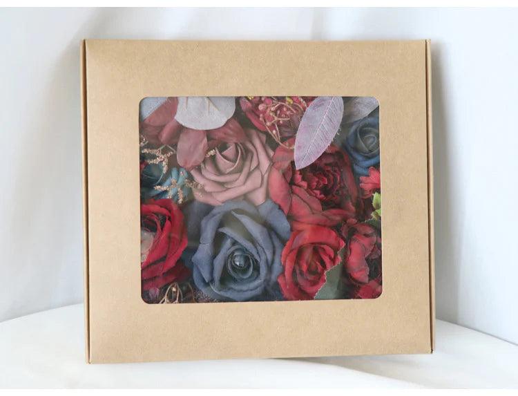 Simulated red and blue mixed rose silk fabric aircraft box DIY interior decoration