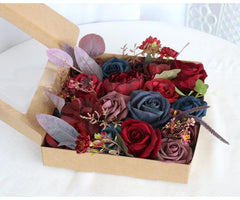 Simulated red and blue mixed rose silk fabric aircraft box DIY interior decoration