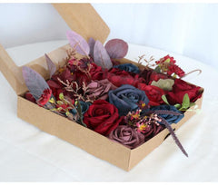 Simulated red and blue mixed rose silk fabric aircraft box DIY interior decoration