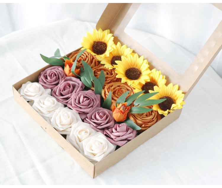 Simulated Sunflower Rose Silk Fabric Aircraft Box DIY Interior Decoration