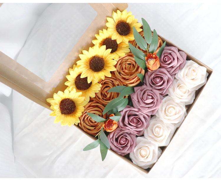 Simulated Sunflower Rose Silk Fabric Aircraft Box DIY Interior Decoration