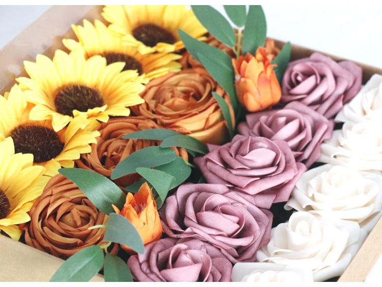 Simulated Sunflower Rose Silk Fabric Aircraft Box DIY Interior Decoration