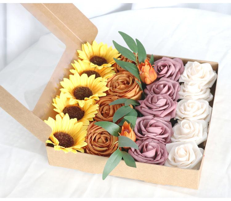 Simulated Sunflower Rose Silk Fabric Aircraft Box DIY Interior Decoration