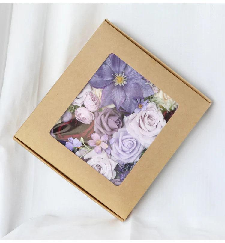 Simulated mixed purple rose silk fabric aircraft box DIY interior decoration