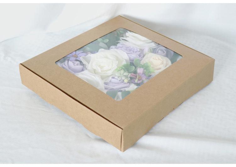 Simulated Purple White Mixed Rose Silk Fabric Aircraft Box DIY Interior Decoration