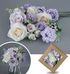 Simulated Purple White Mixed Rose Silk Fabric Aircraft Box DIY Interior Decoration