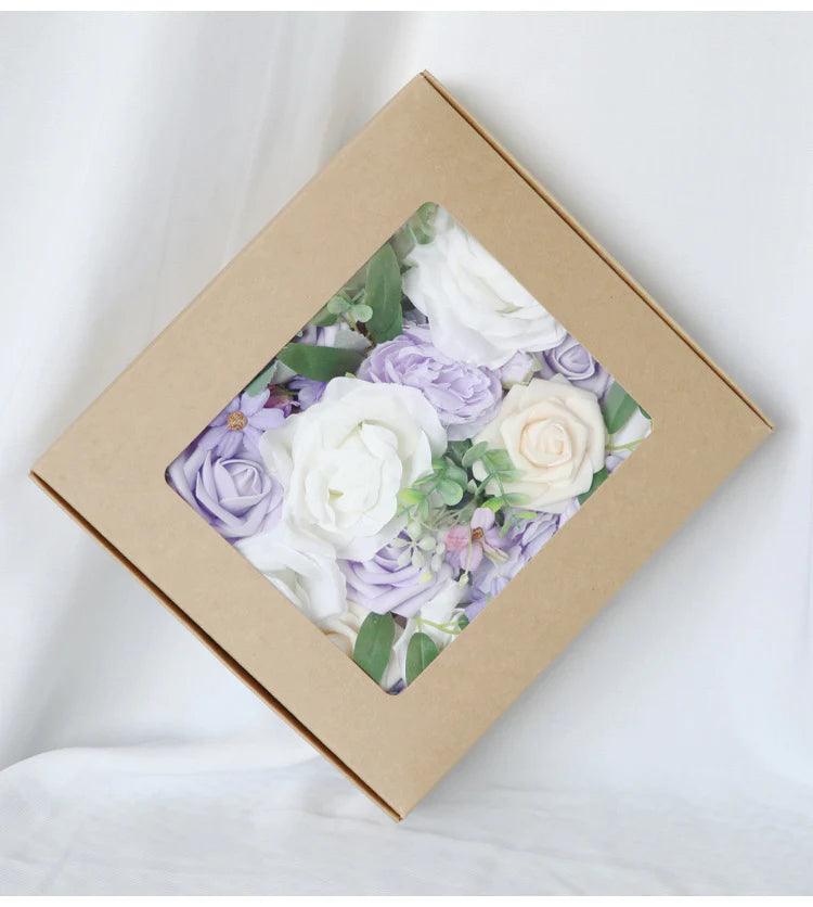 Simulated Purple White Mixed Rose Silk Fabric Aircraft Box DIY Interior Decoration