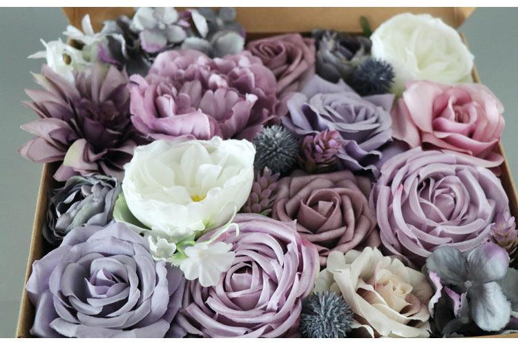 Simulated Purple Mixed Rose Silk Fabric Aircraft Box DIY Interior Decoration