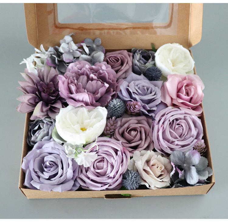 Simulated Purple Mixed Rose Silk Fabric Aircraft Box DIY Interior Decoration