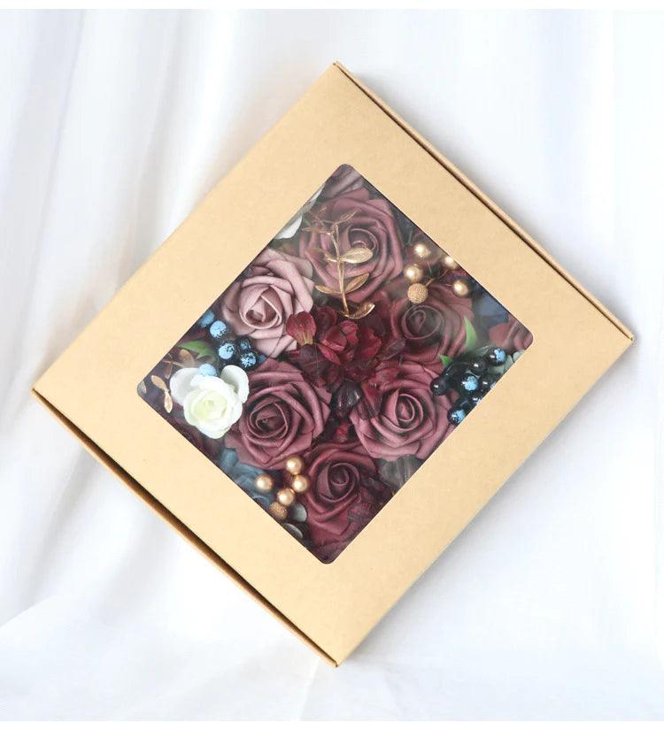 Simulated brownish red rose silk fabric aircraft box DIY interior decoration