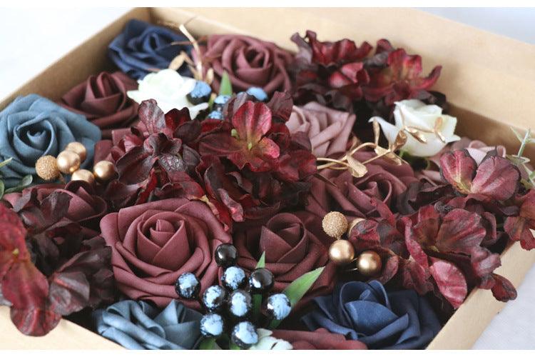 Simulated brownish red rose silk fabric aircraft box DIY interior decoration