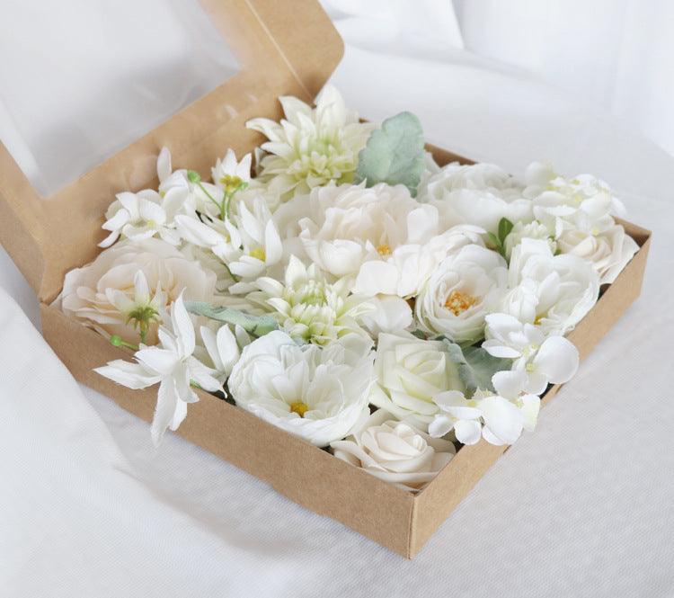 Simulated white green rose silk fabric aircraft box DIY interior decoration