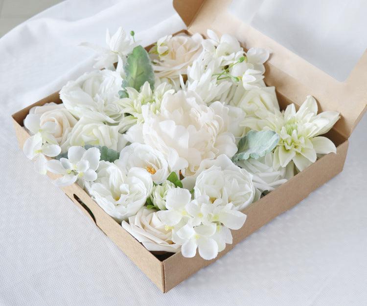 Simulated white green rose silk fabric aircraft box DIY interior decoration