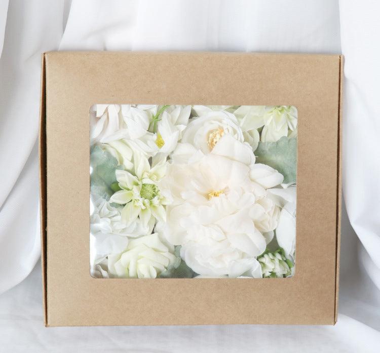 Simulated white green rose silk fabric aircraft box DIY interior decoration