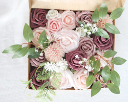 Simulated mixed pink purple rose silk fabric aircraft box DIY interior decoration
