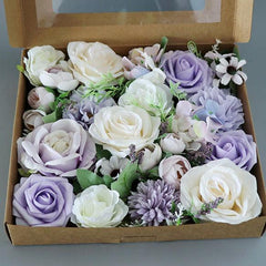 Simulated mixed purple white rose silk fabric aircraft box DIY interior decoration