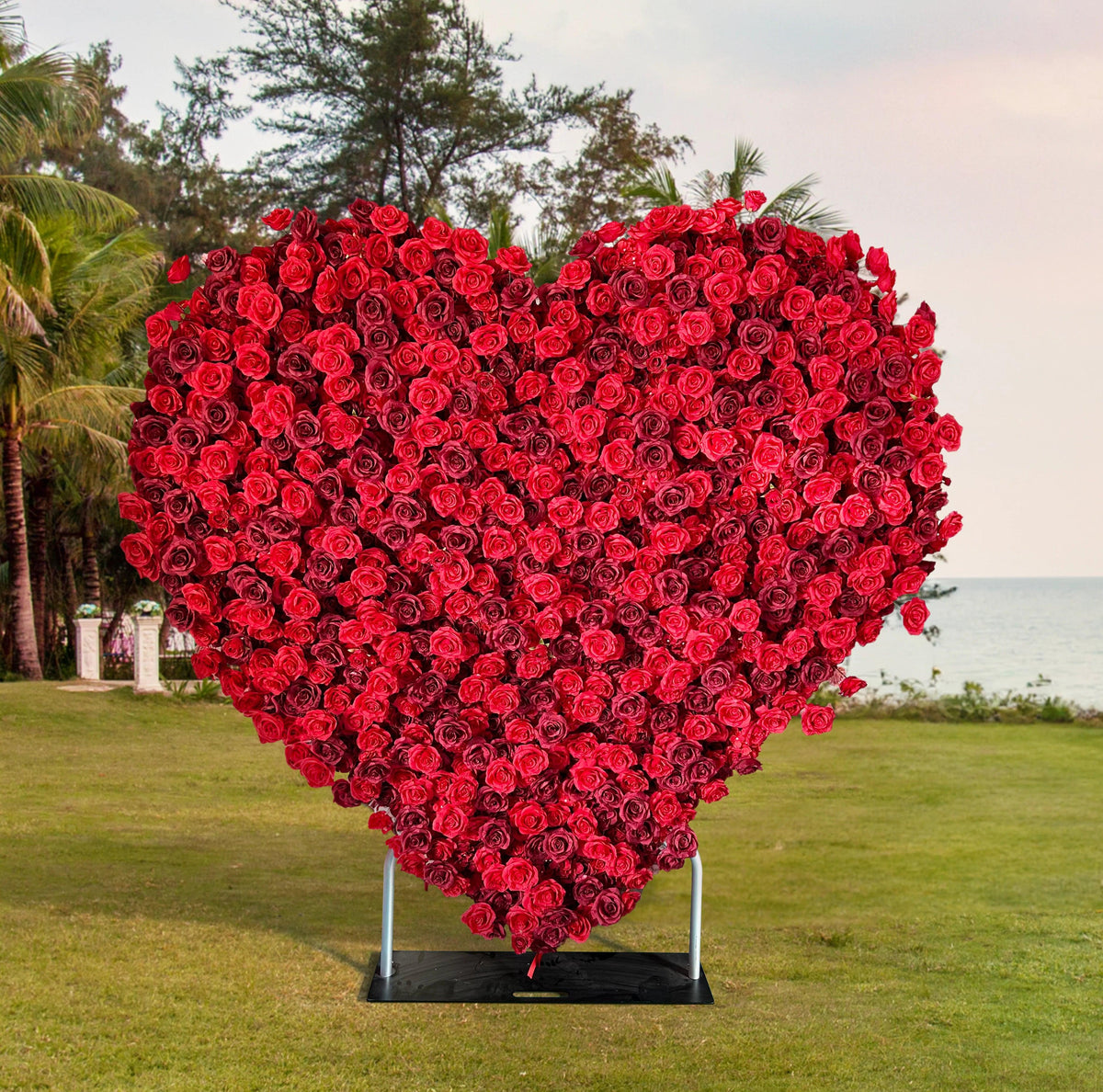 Flower wall heart-shaped red rose wedding party proposal decoration Without Stand