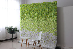 Simulated green and white rose cloth background flower wall event party wedding background