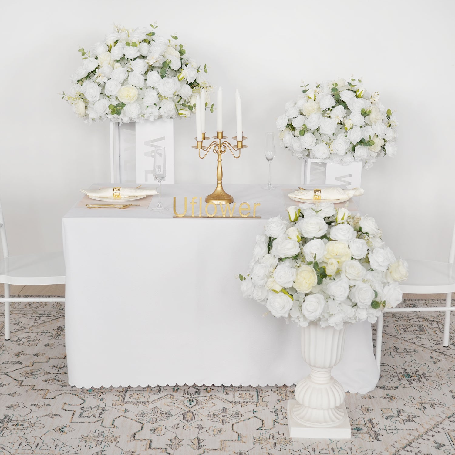 Hydrangea White Rose Aritificial Flower Ball Table Centrepiece Decor Figure 1