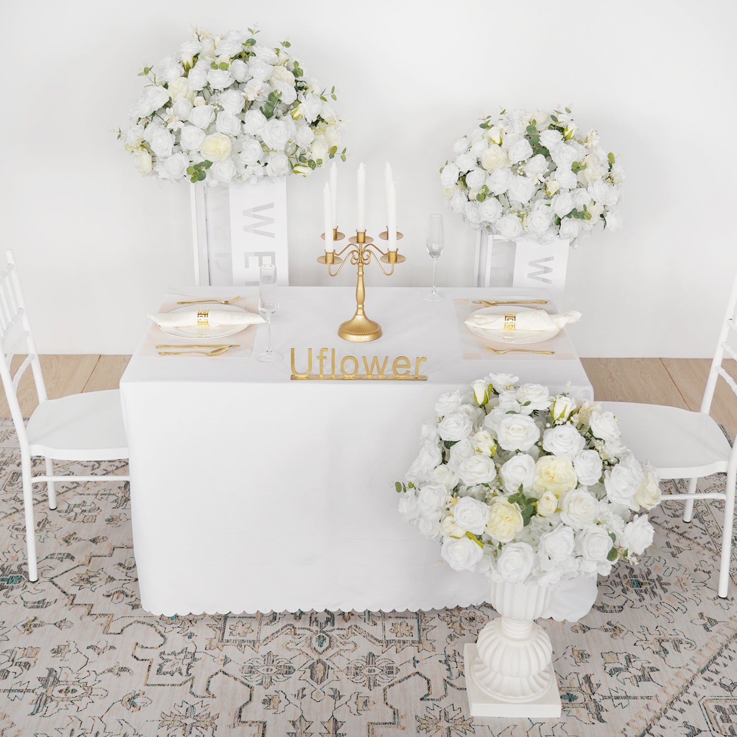 Hydrangea White Rose Aritificial Flower Ball Table Centrepiece Decor Figure 3