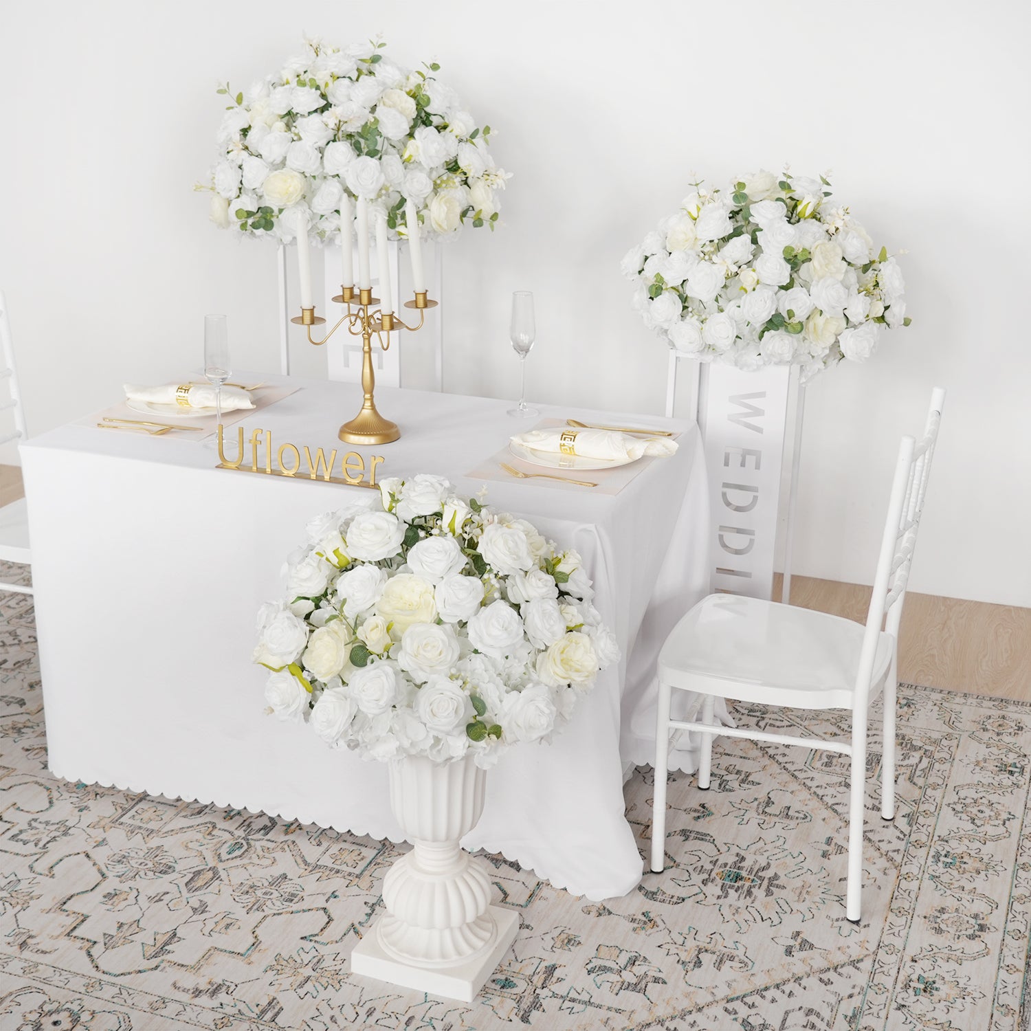 Hydrangea White Rose Aritificial Flower Ball Table Centrepiece Decor Figure 4