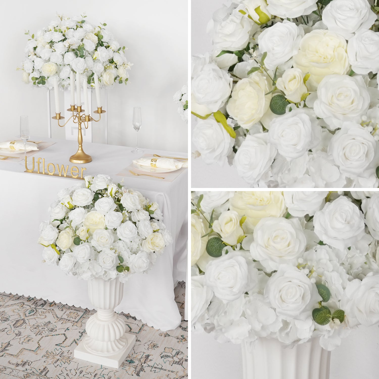 Hydrangea White Rose Aritificial Flower Ball Table Centrepiece Decor Figure 5