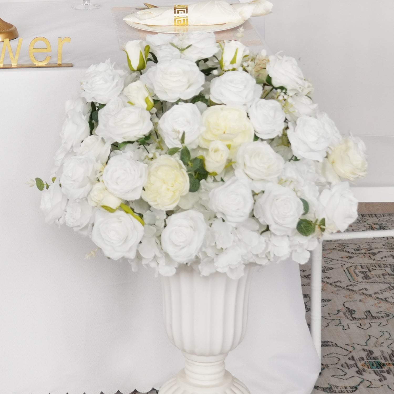 Hydrangea White Rose Aritificial Flower Ball Table Centrepiece Decor Figure 6