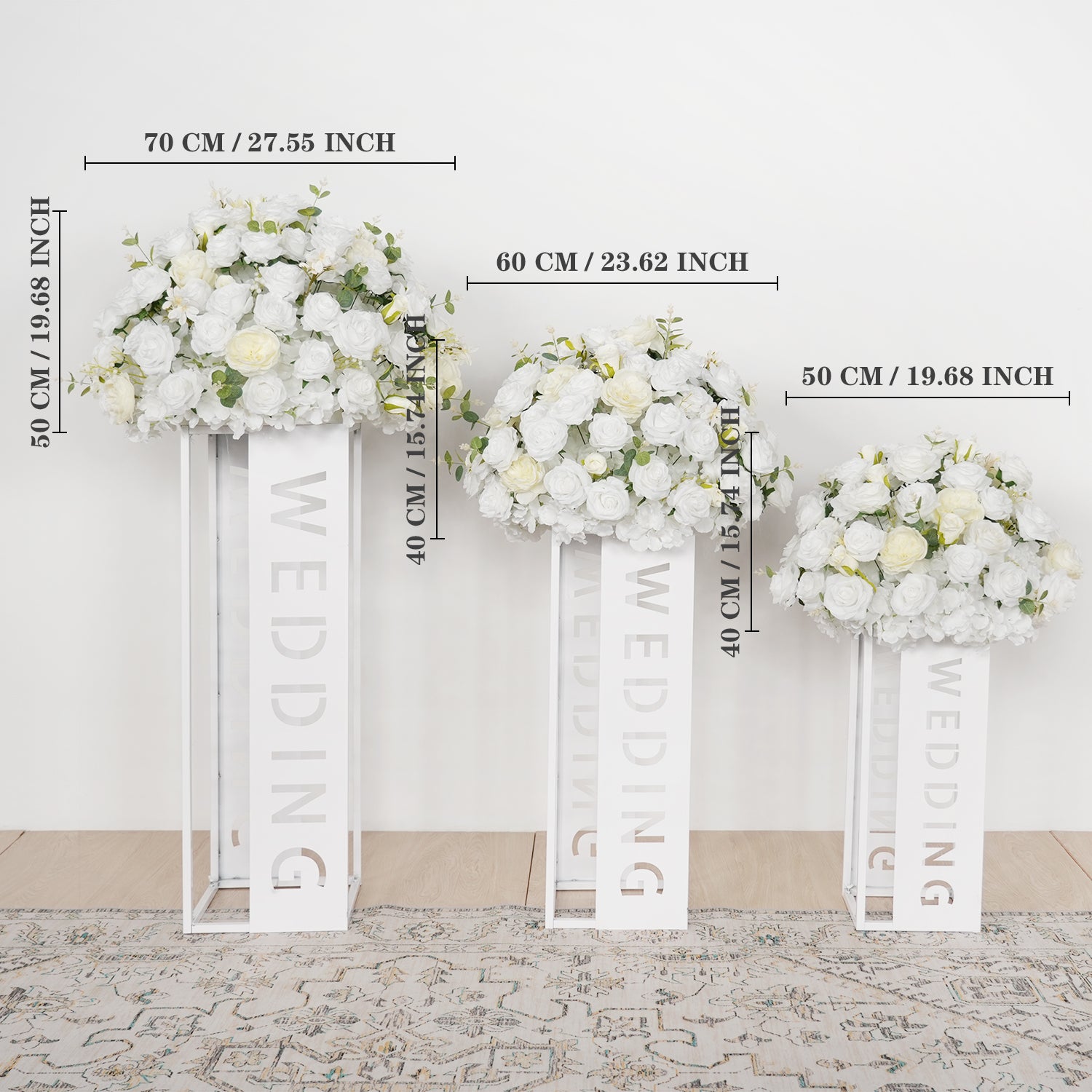 Hydrangea White Rose Aritificial Flower Ball Table Centrepiece Decor Figure 8