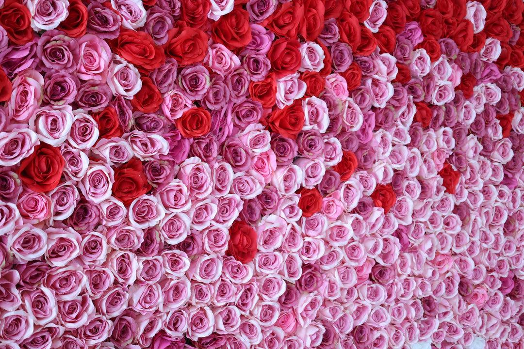 Simulated red and white gradient rose wall and floral wall wedding background