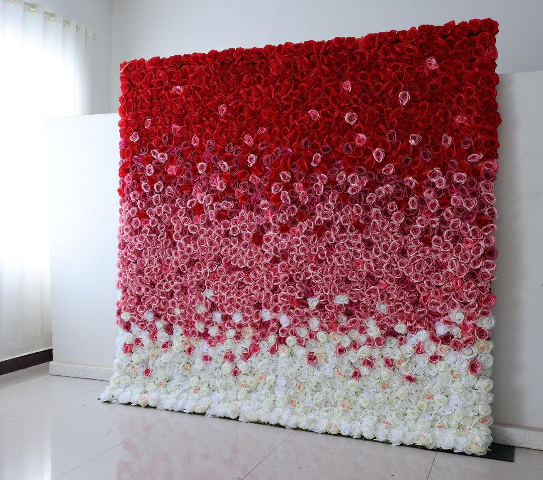 Simulated red and white gradient rose wall and floral wall wedding background