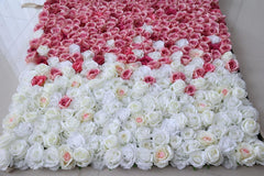 Simulated red and white gradient rose wall and floral wall wedding background