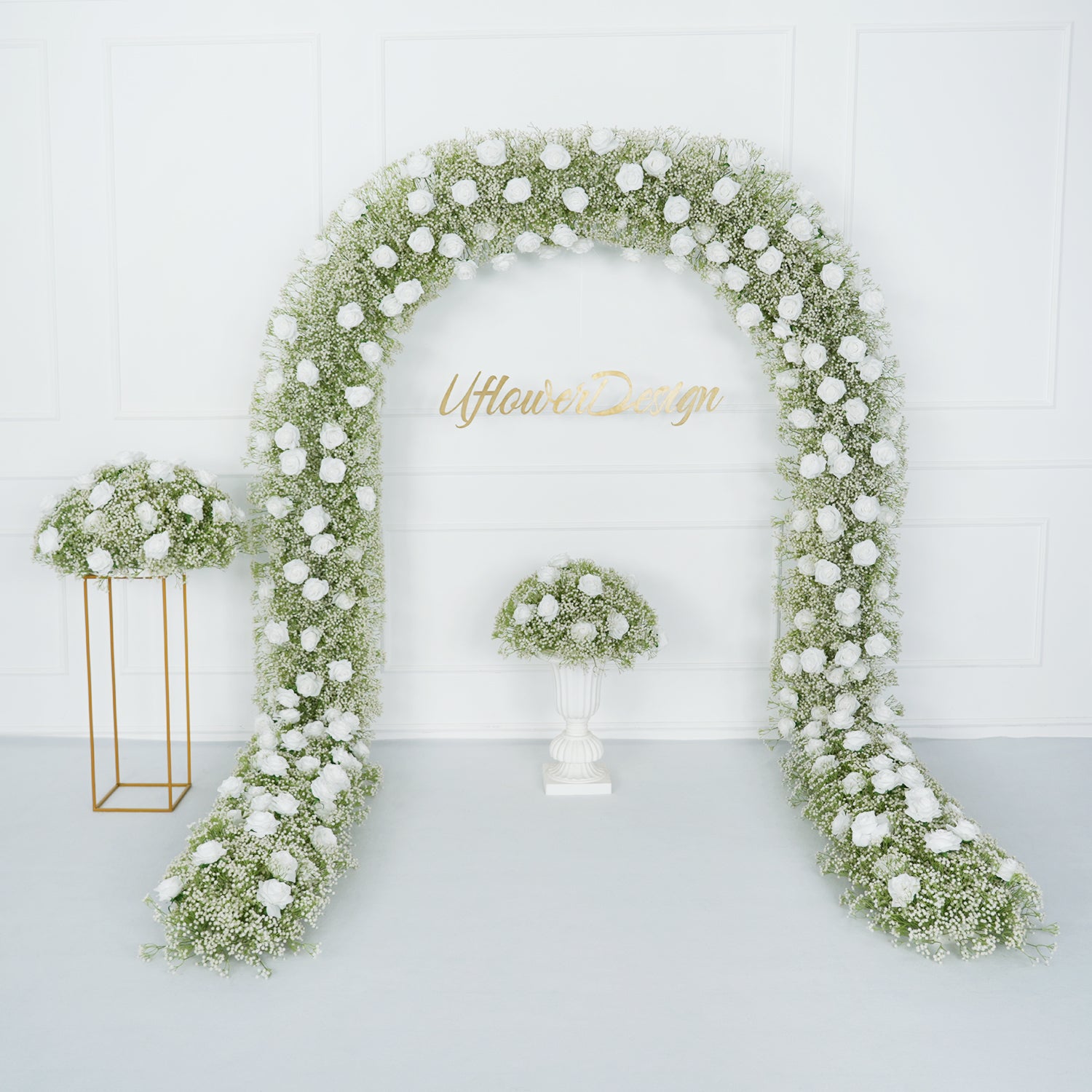 Luxury White Rose Wedding Flower Arch Event Table Centerpiece Set Figure 1