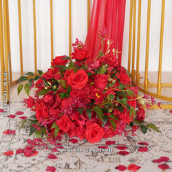 Artificial Red Wedding KT Backdrop Flower Decor