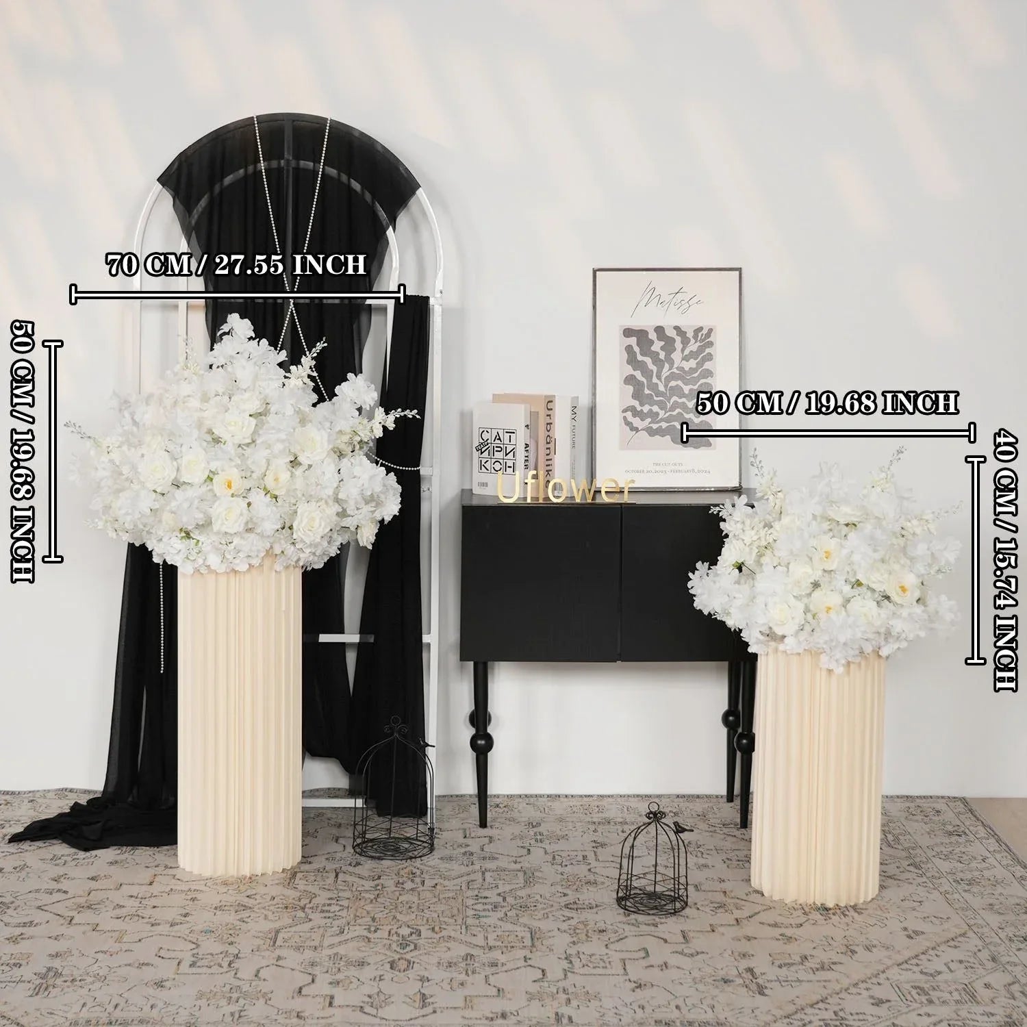 Uflower White Wedding Table Centerpiece Flower Arrangement MB80069 - Uflower