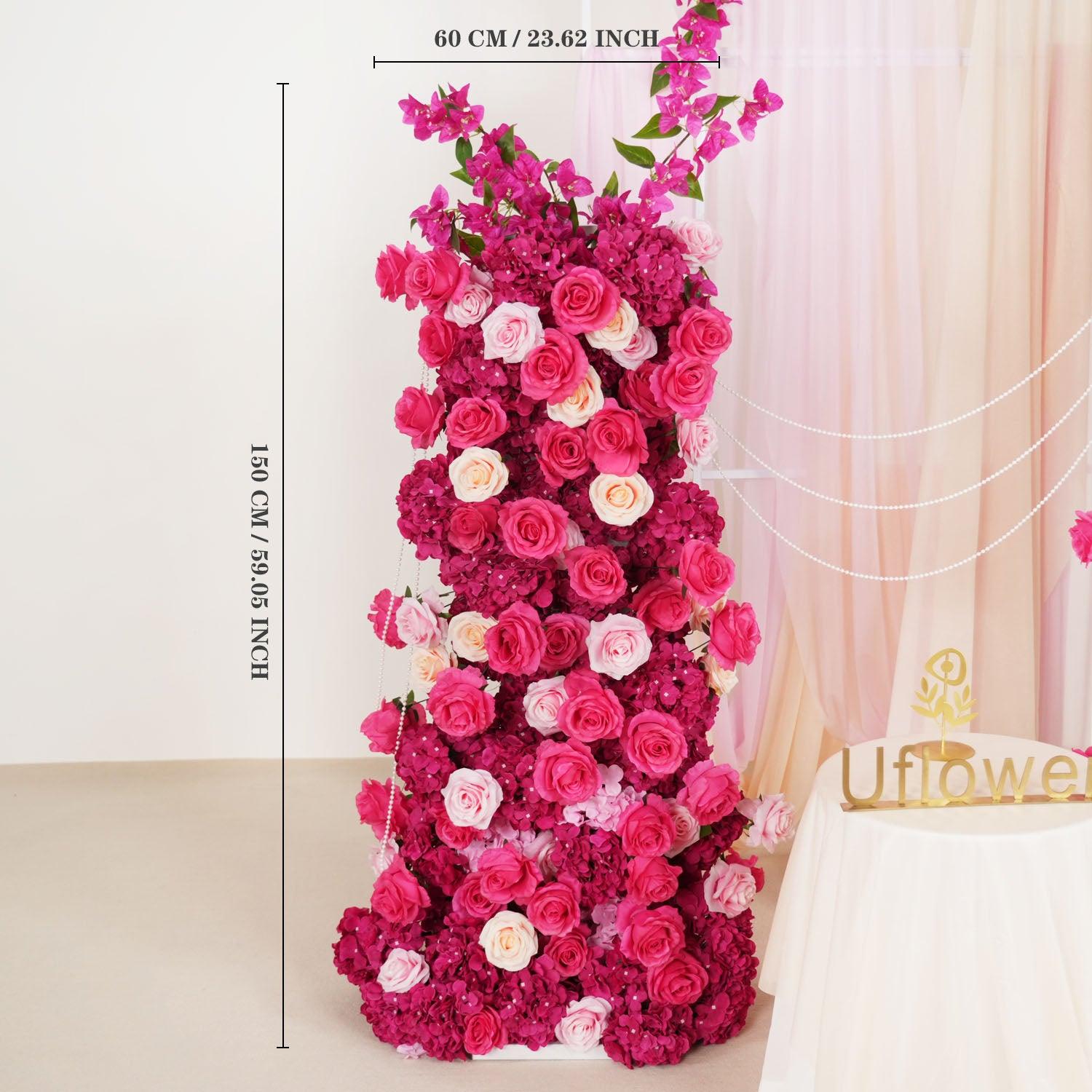 Luxury Red Rose Hydrangea Wedding KT Background Board Decor Flower Row