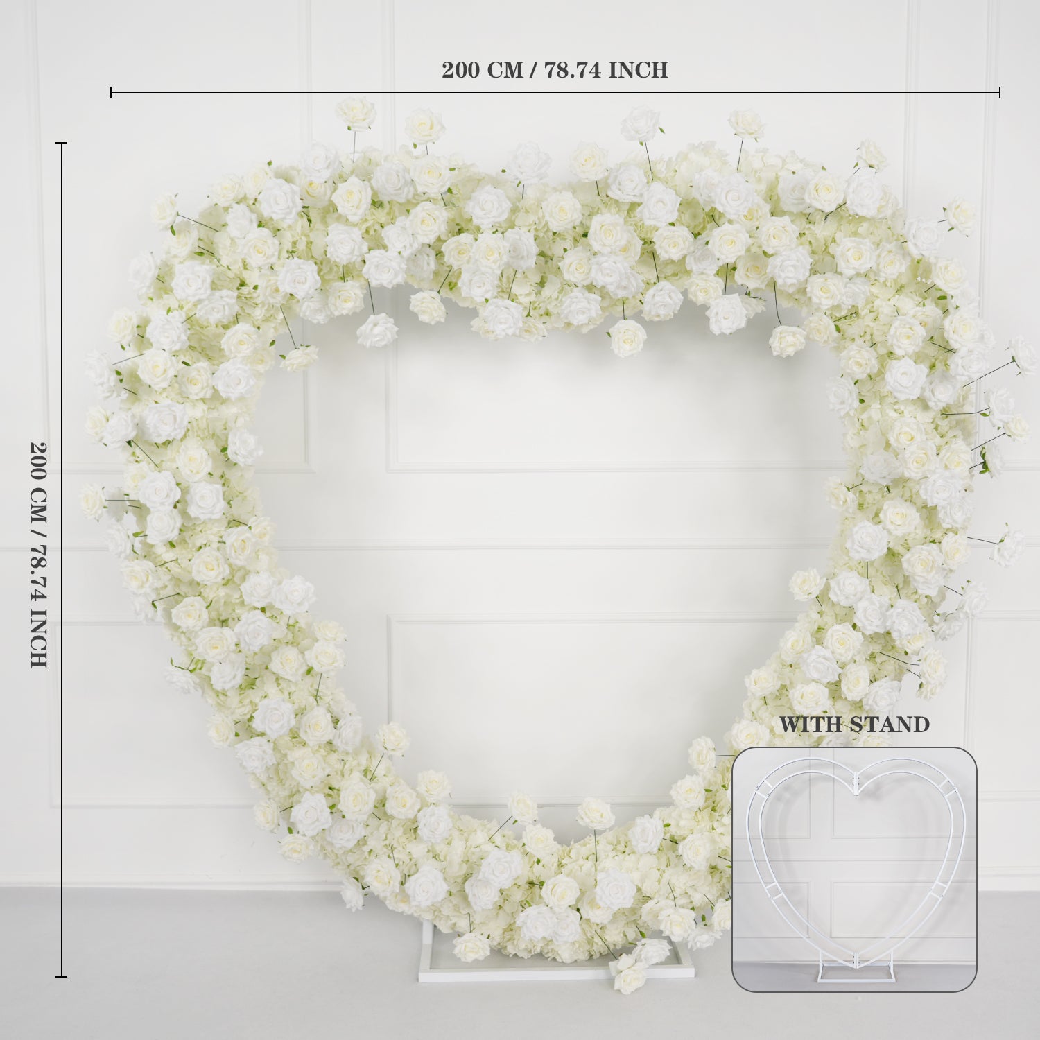 Uflower 2m*2m White Rose Heart-Shaped Arch Wedding Decor