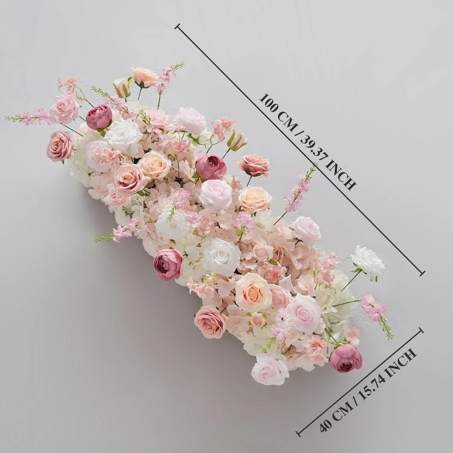 Uflower Artificial Pink White Flower Row Wedding KT Backdrop Decor SET80152 - Uflower