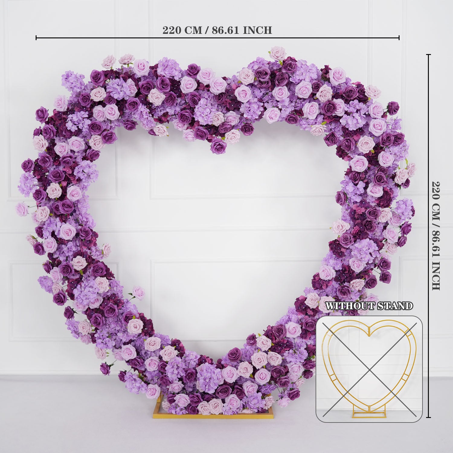 Artificial Purple Rose Heart Arch Wedding Decor