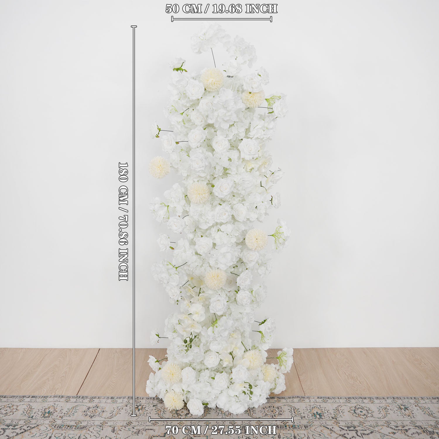 Artificial White Rose Wedding KT Backdrop Flower Row Decor