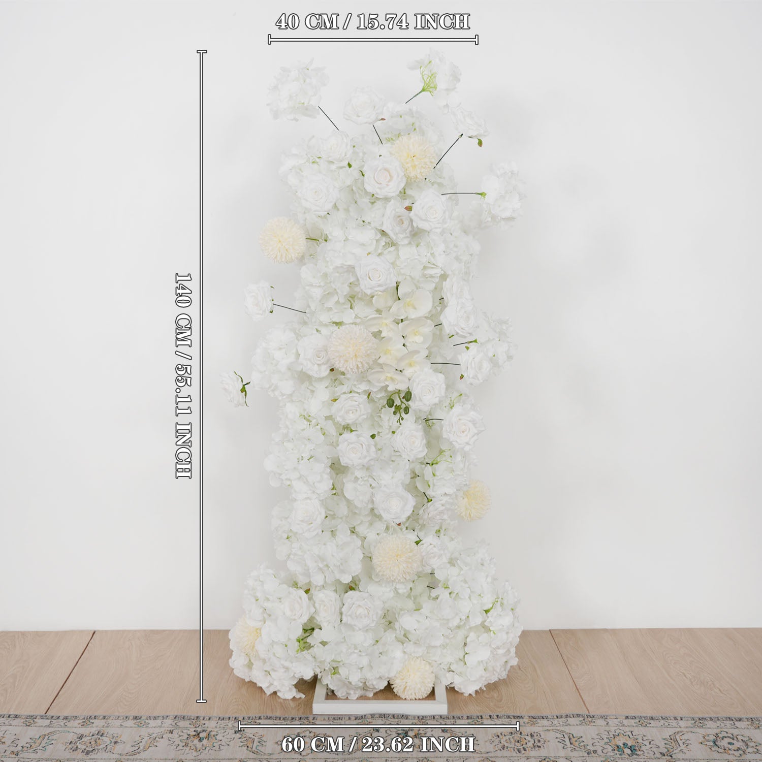 Artificial White Rose Wedding KT Backdrop Flower Row Decor