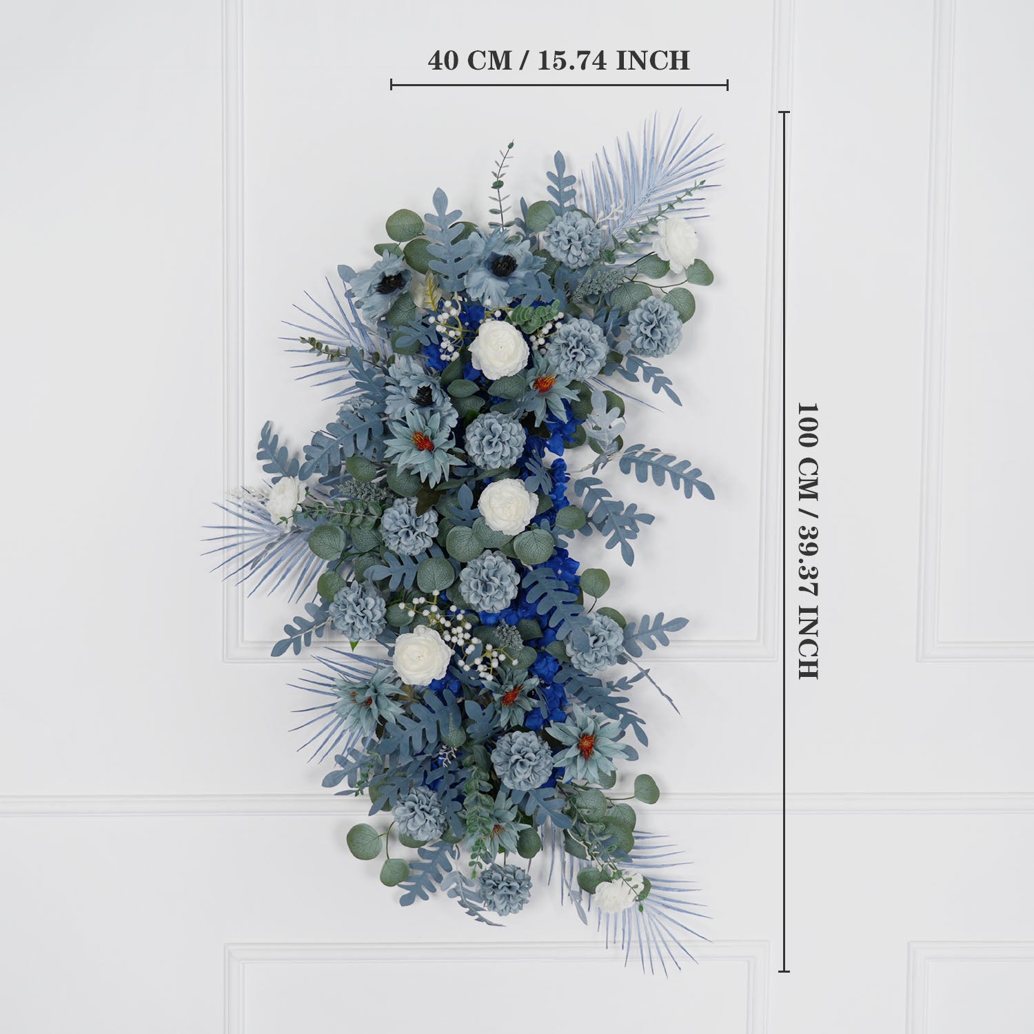 Artificial Grayish Blue Wedding KT Backdrop Flower Row Decor