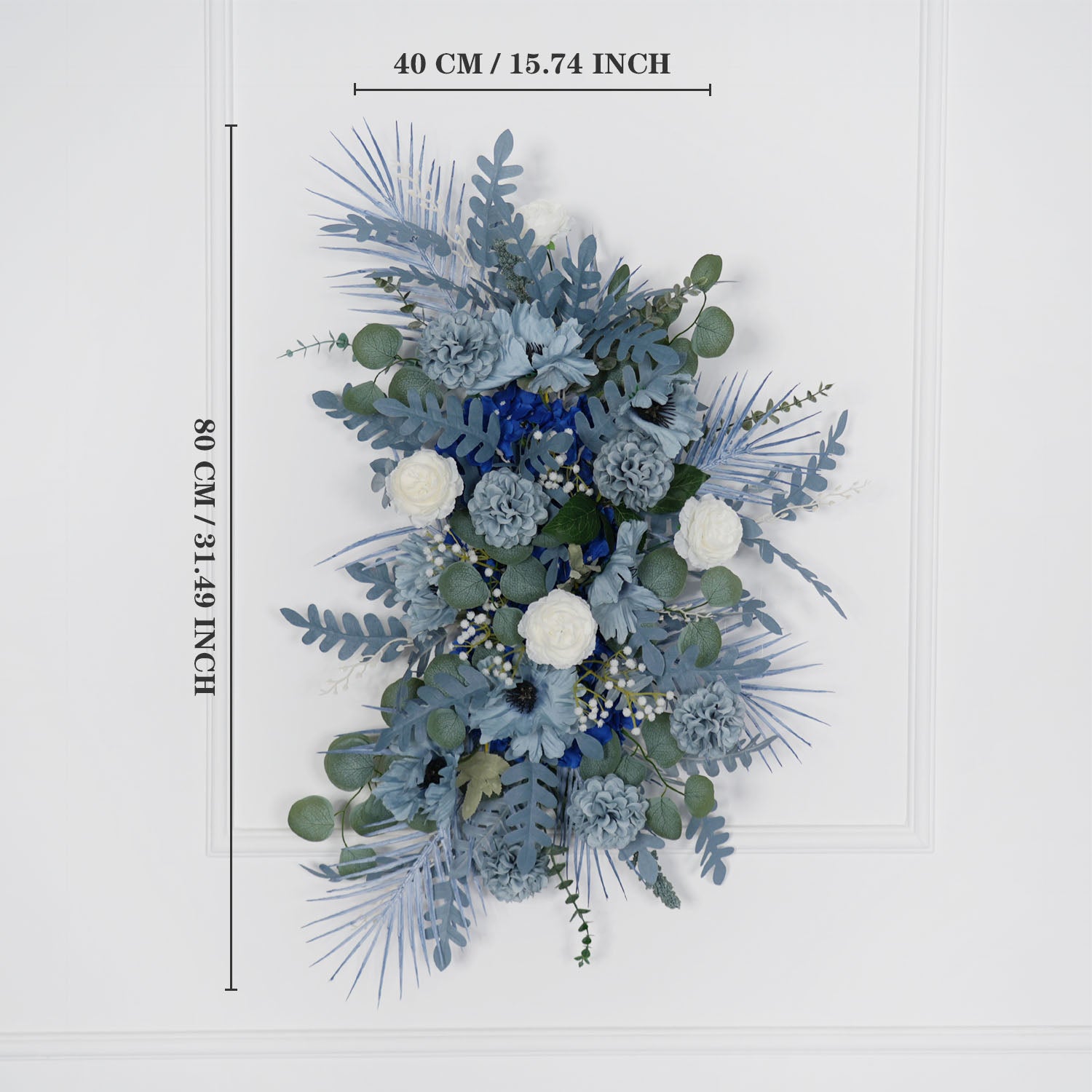 Artificial Grayish Blue Wedding KT Backdrop Flower Row Decor