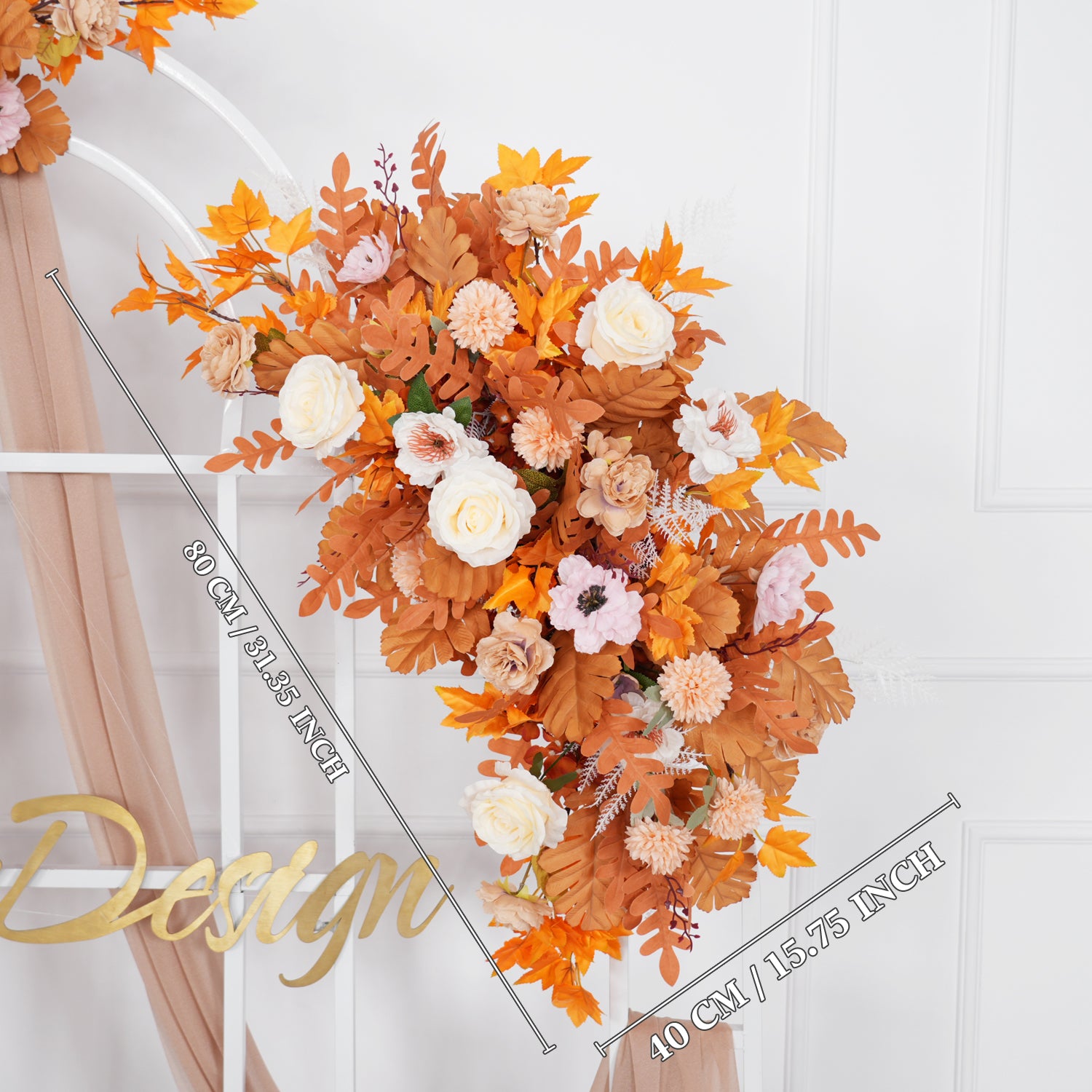 Artificial Orange Wedding KT Backdrop Flower Row Decor