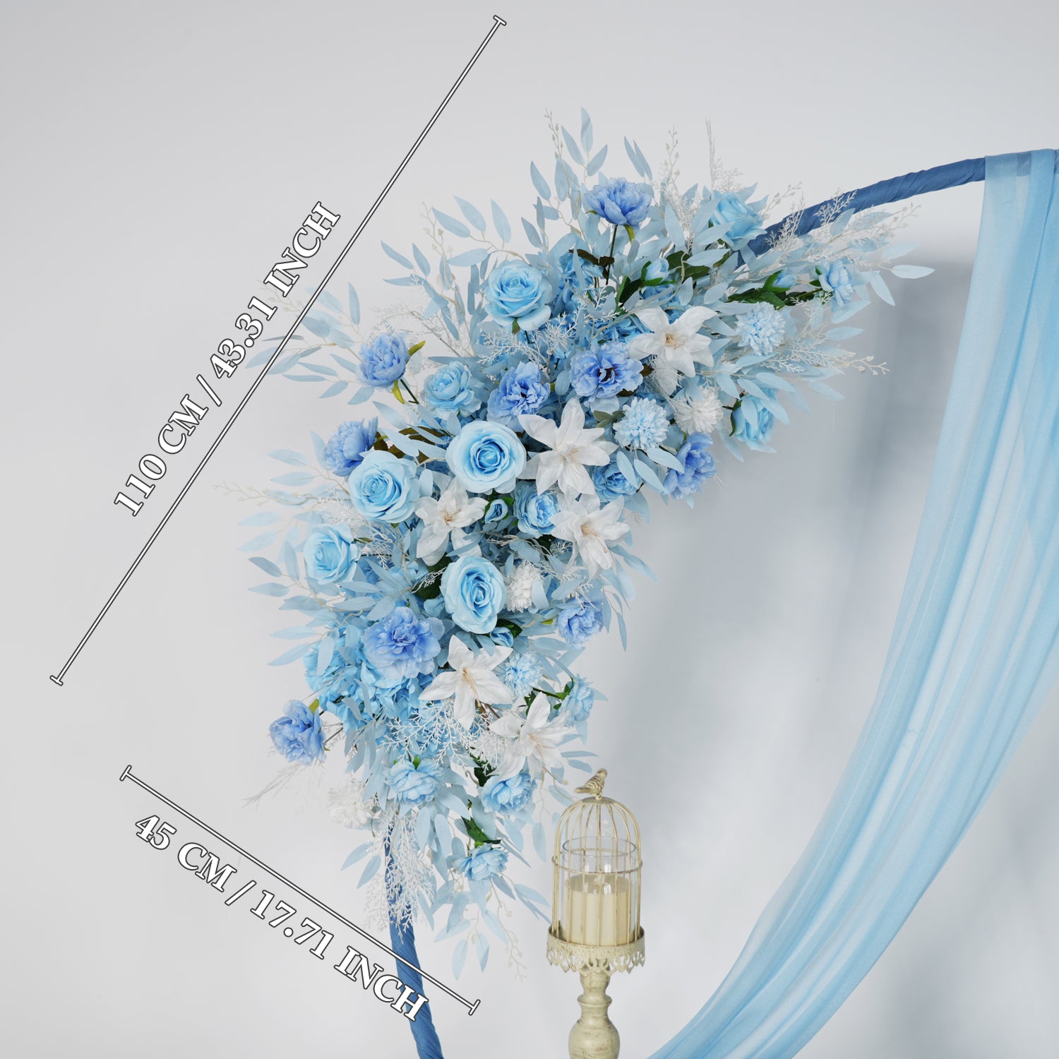 Artificial Blue Wedding KT Backdrop Flower Row Decor