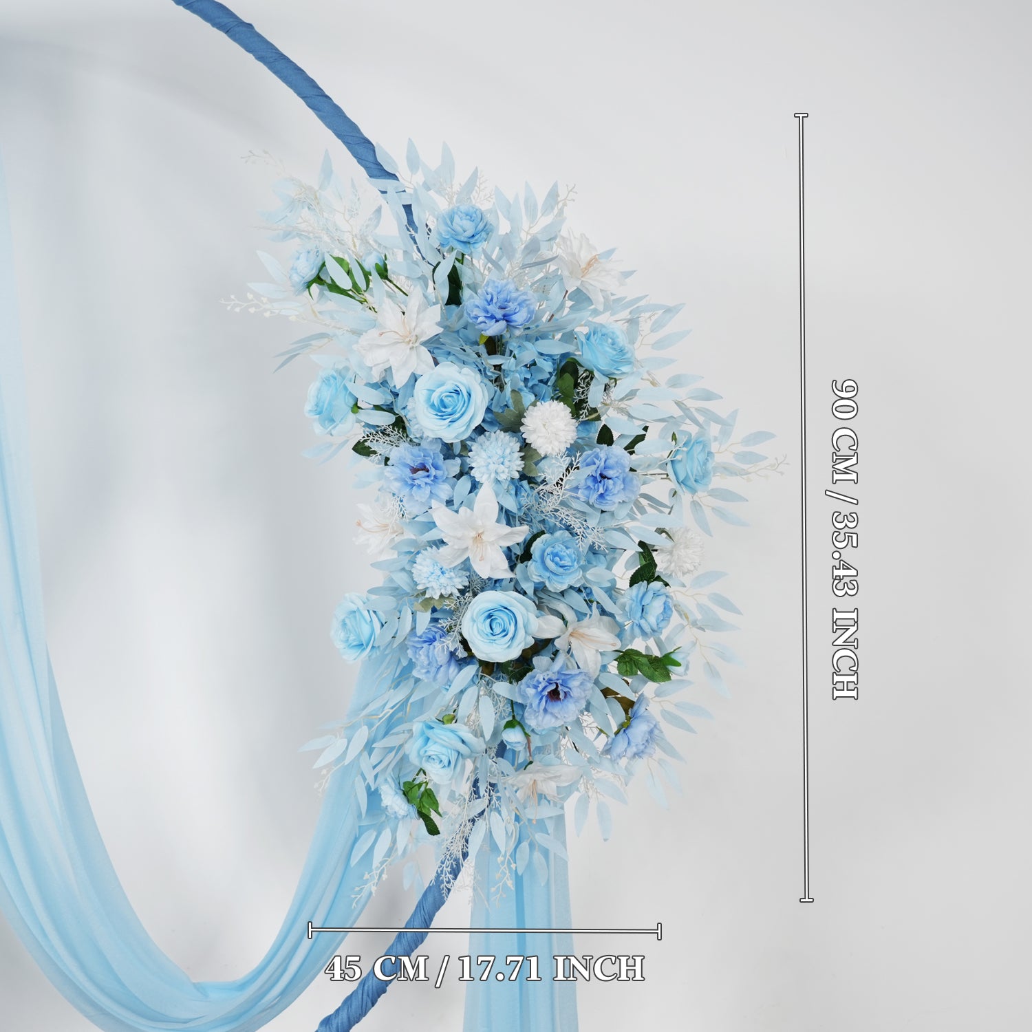 Artificial Blue Wedding KT Backdrop Flower Row Decor