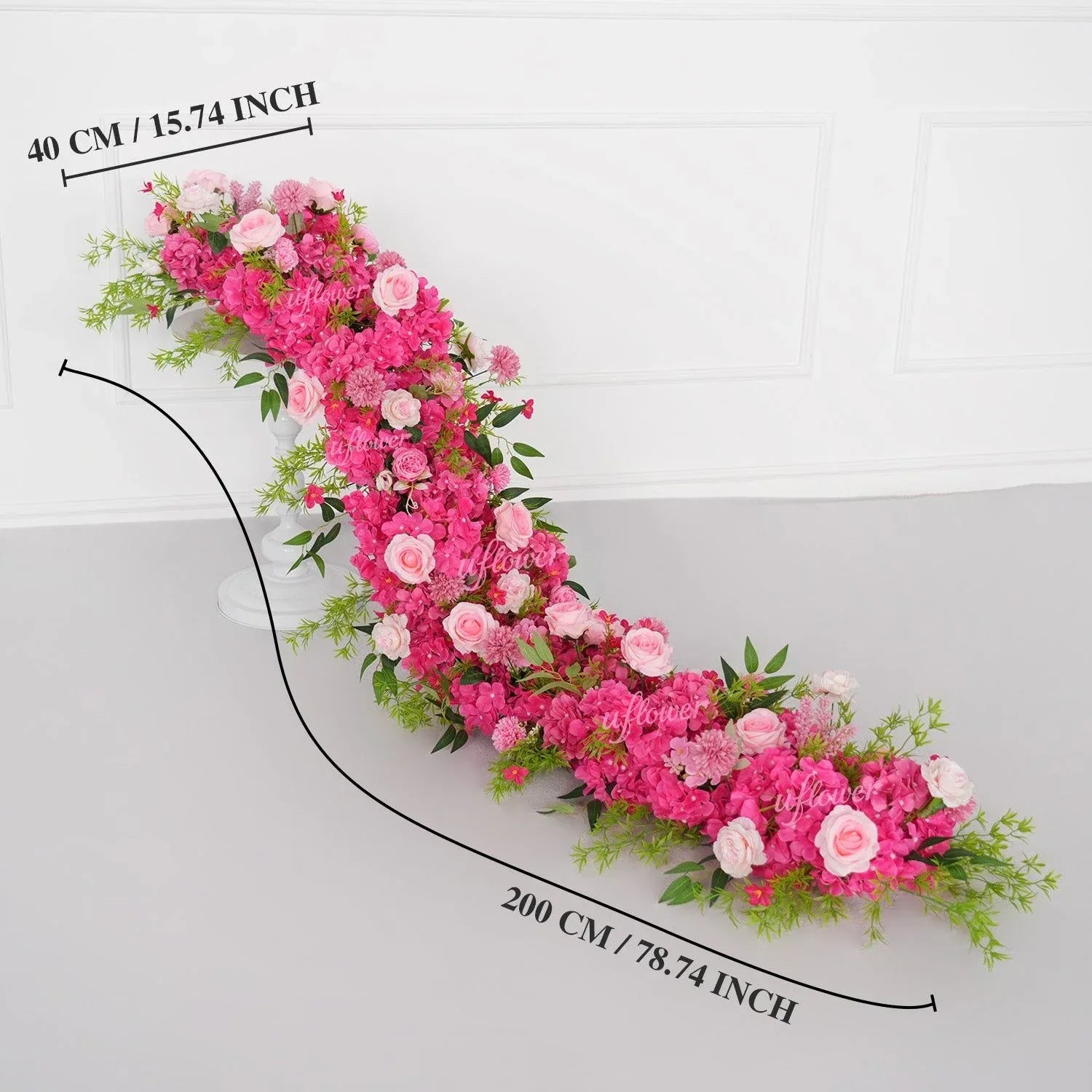 Uflower Rose Red Rose Greenery Flower Row Wedding KT Backdrop Decor SET80130 - Uflower