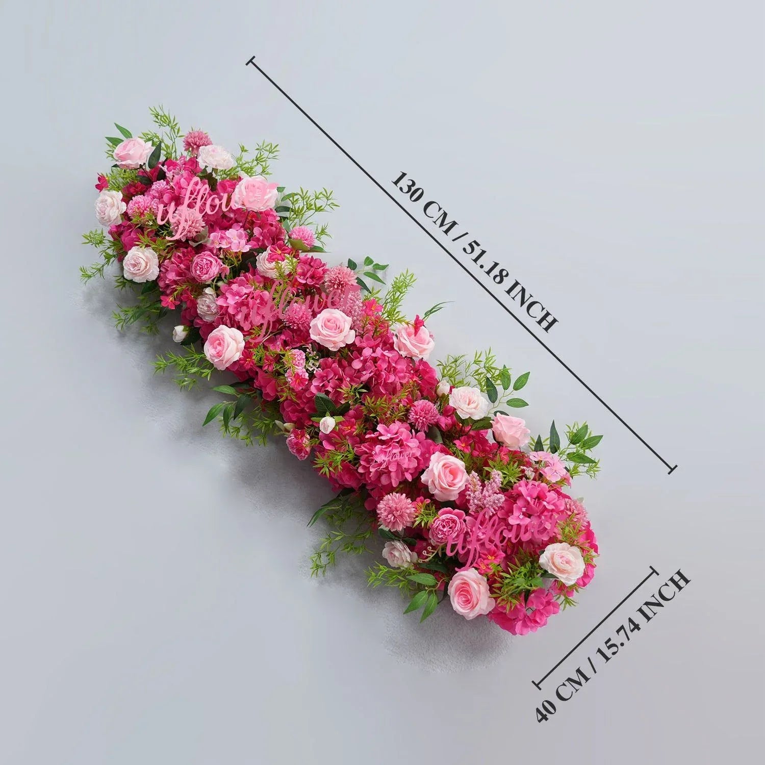 Uflower Rose Red Rose Greenery Flower Row Wedding KT Backdrop Decor SET80130 - Uflower