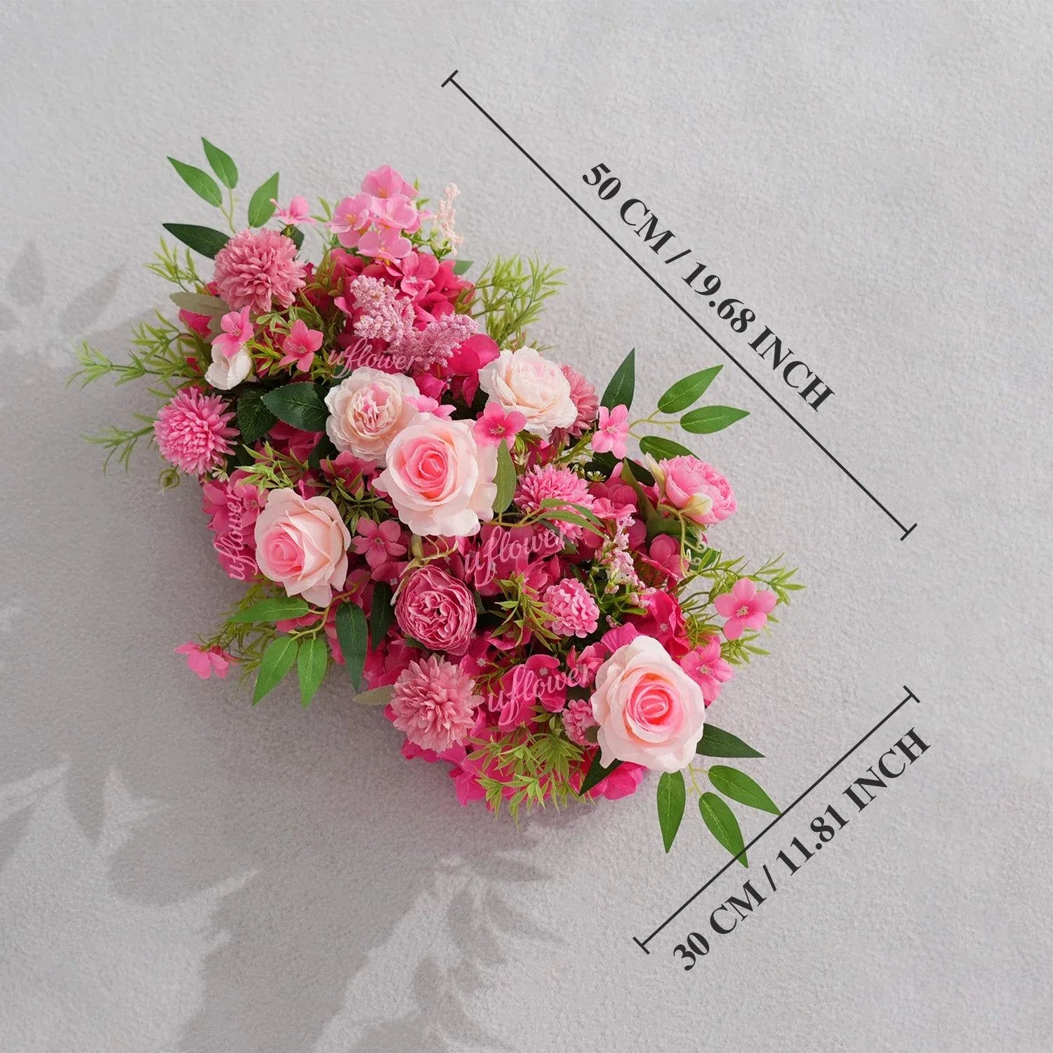 Uflower Rose Red Rose Greenery Flower Row Wedding KT Backdrop Decor SET80130 - Uflower