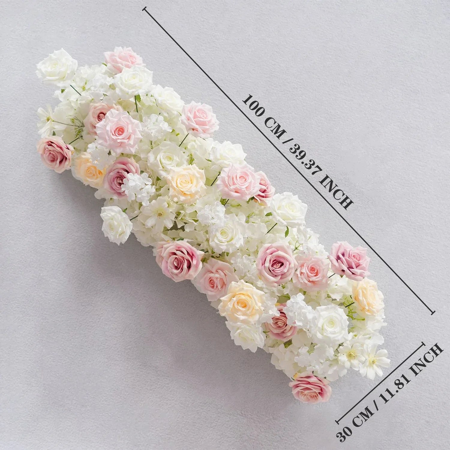 Uflower Champagne Pink Rose Table Runner Sofa Floral Wedding Backdrop Decor SET80132 - Uflower